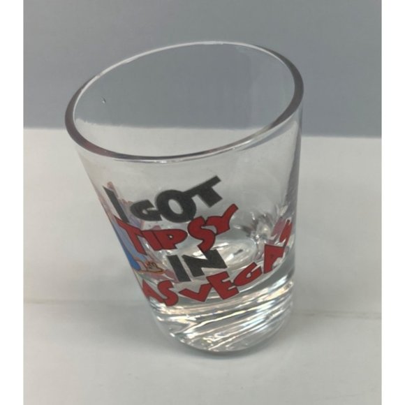 Tilted Shot Glass I Got Tipsy in Las Vegas Slanted Gambling Drunk Passed Out - Picture 5 of 7